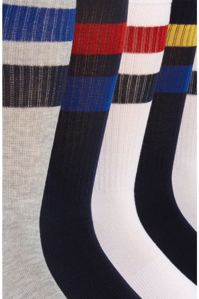 Assorted 6-Pack Double Stripe Crew Socks, Alternate, color, ASST