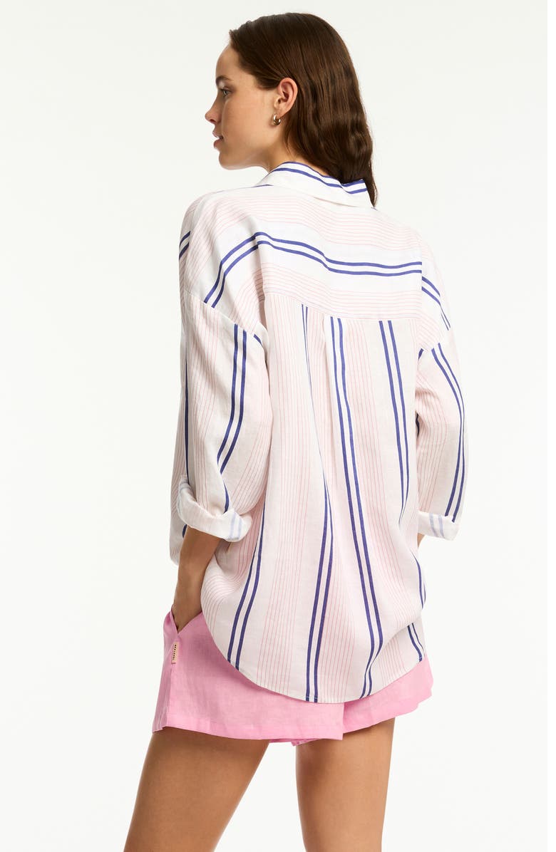 Sea Level Newport Beach Cover-Up Shirt, Alternate, color, Light Pink