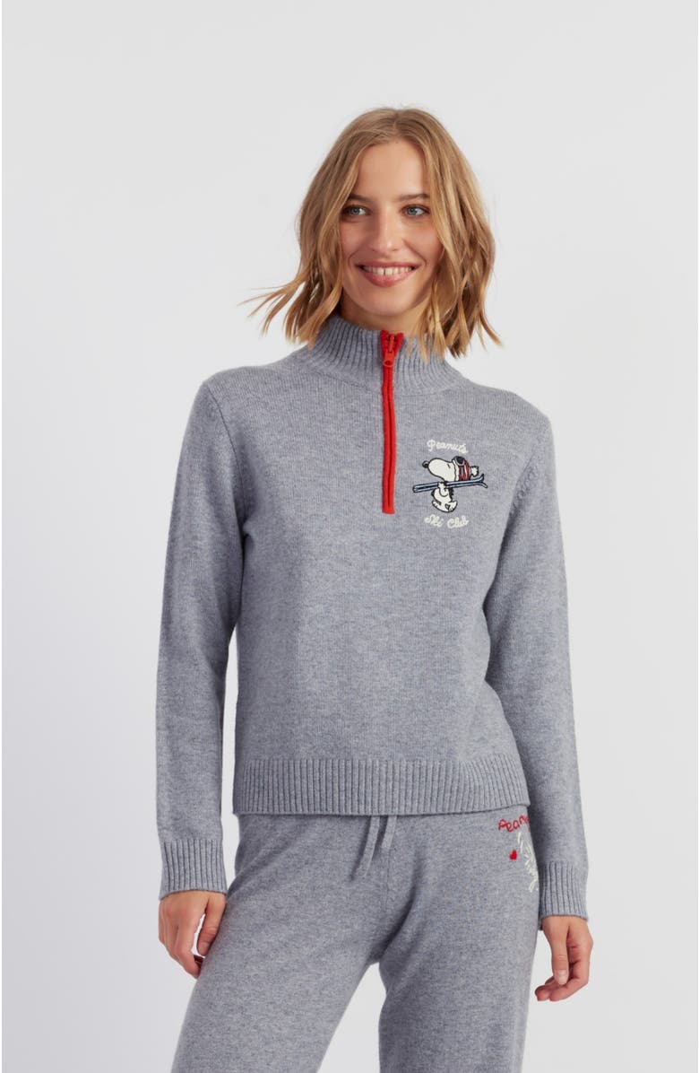 Chinti & Parker Wool-Cashmere Snoopy Ski Zip Sweater, Main, color, 