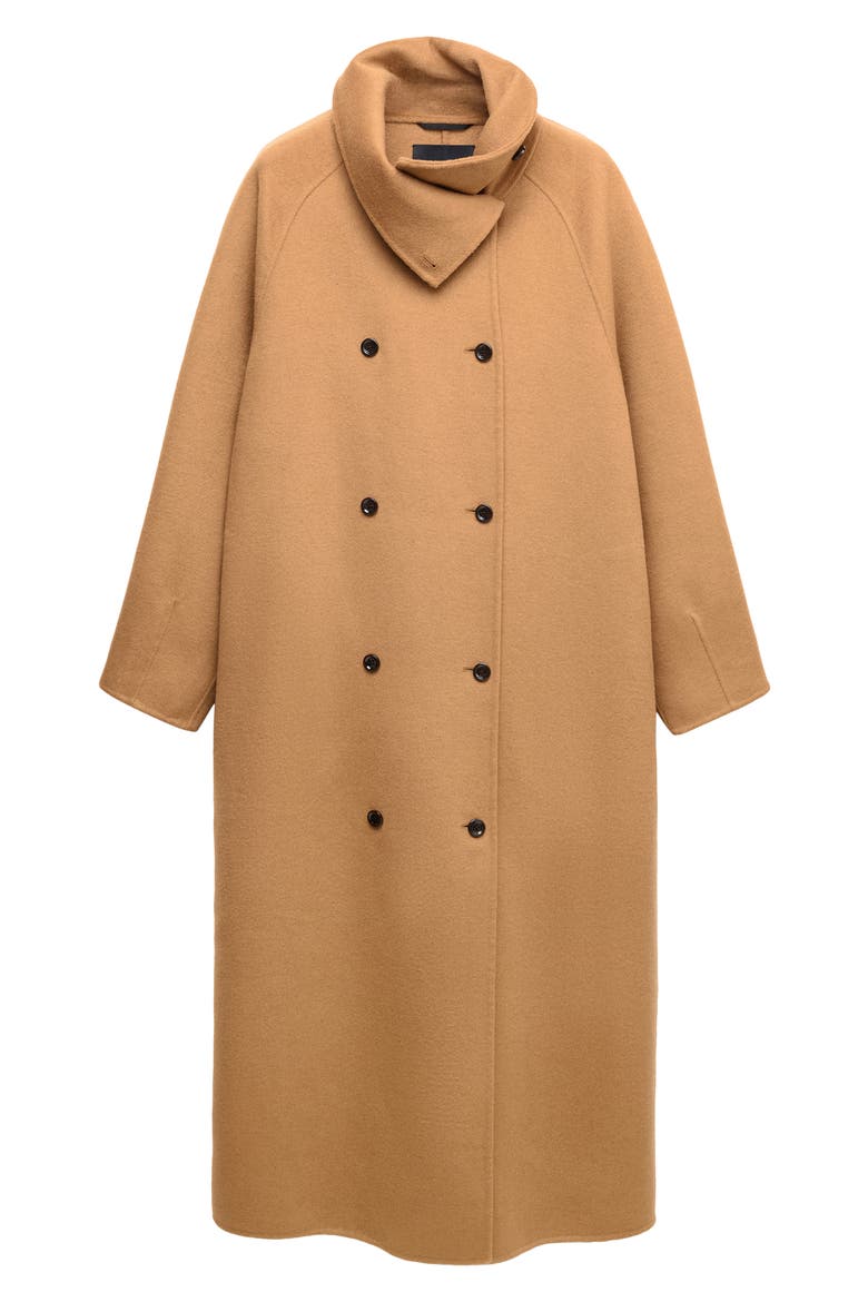 Detachable Scarf Wool Blend Coat, Main, color, MEDIUM BROWN