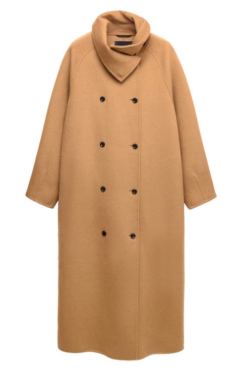 Detachable Scarf Wool Blend Coat