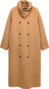 MANGO Detachable Scarf Wool Blend Coat