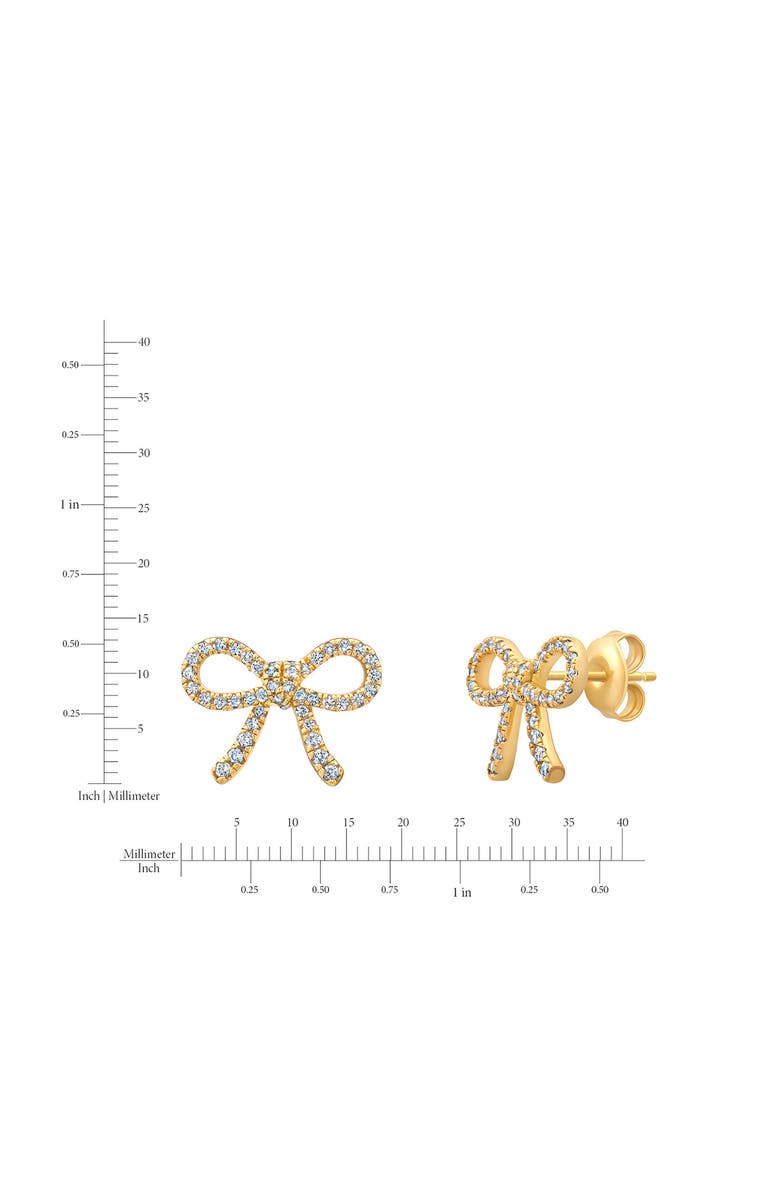 Crislu Fairy Tale Pavé Cubic Zirconia Bow Stud Earrings, Alternate, color, 18Kt Yellow Gold/ Clear Stone