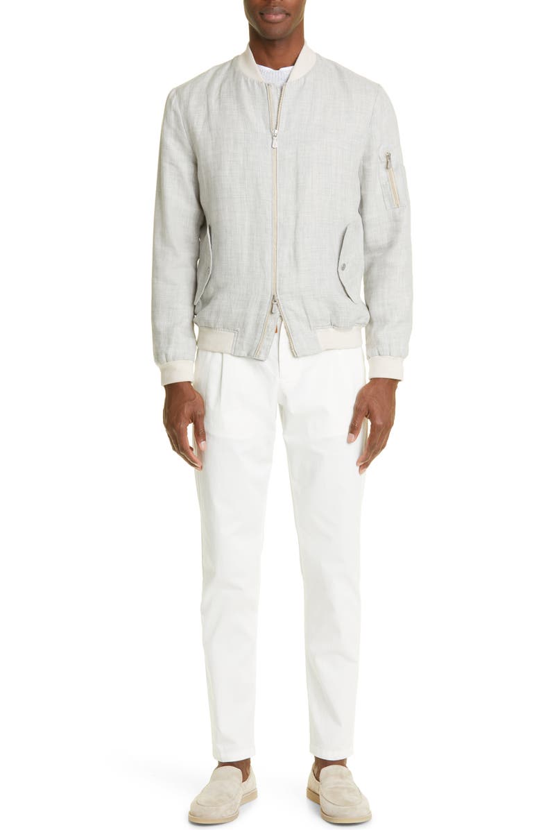 Eleventy Drawstring Waist Pleated Straight Leg Stretch Cotton Pants, Alternate, color,