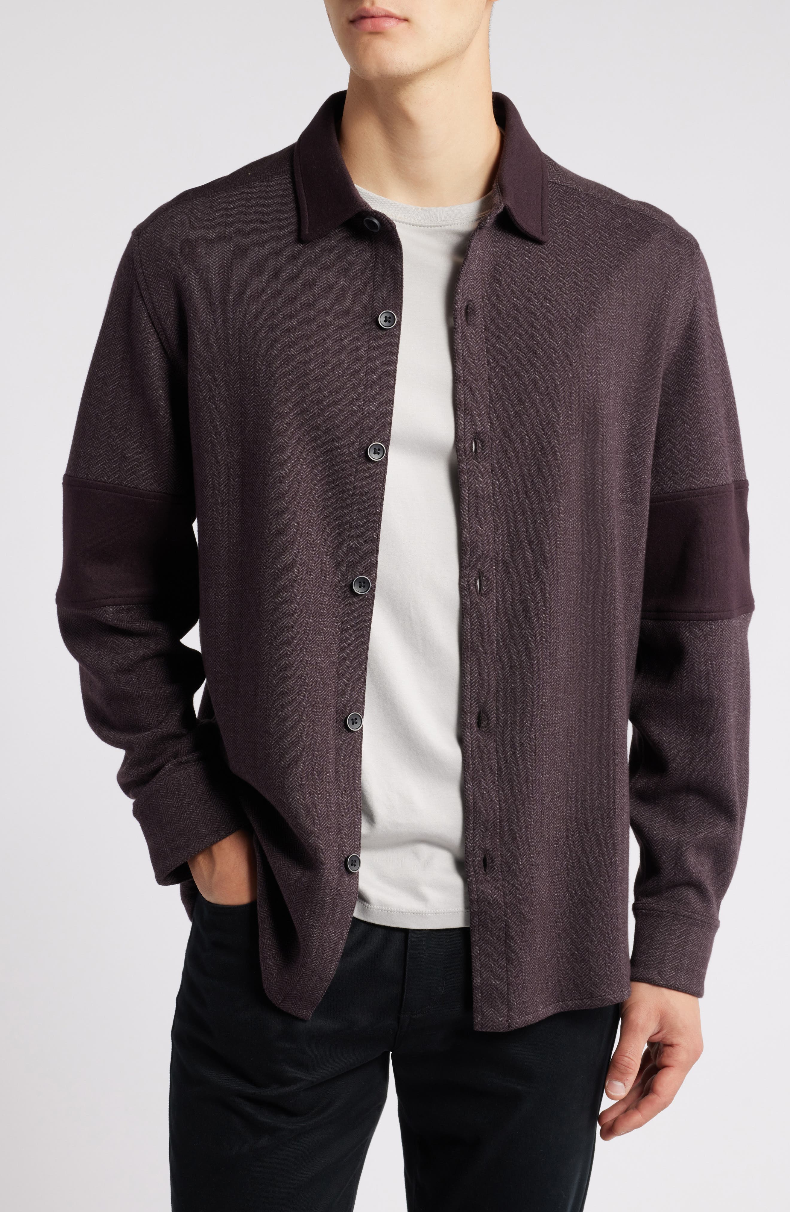 Robert Barakett White Stone Knit Overshirt in Port 