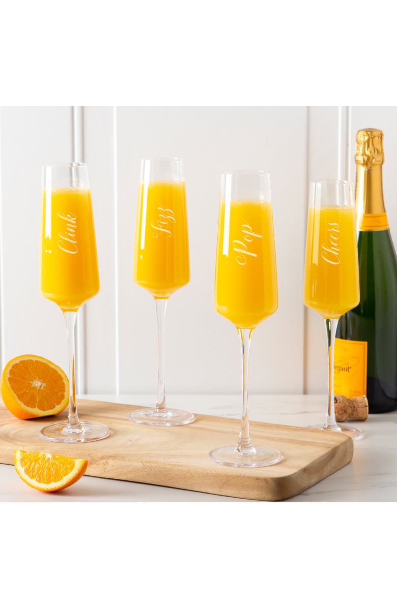 Cathy's Concepts Cheers Set of 4 Champagne Flutes, Alternate, color,