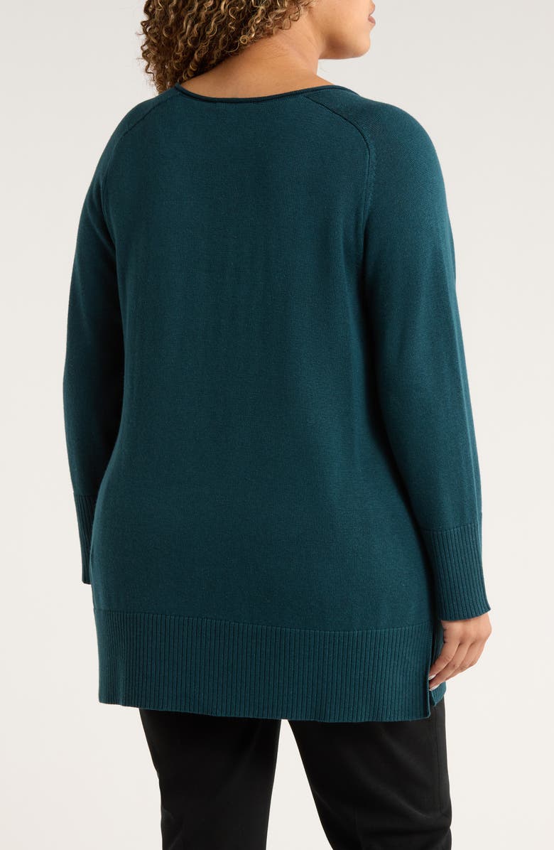 Eileen Fisher V-Neck Cotton Blend Sweater, Alternate, color, Alpine