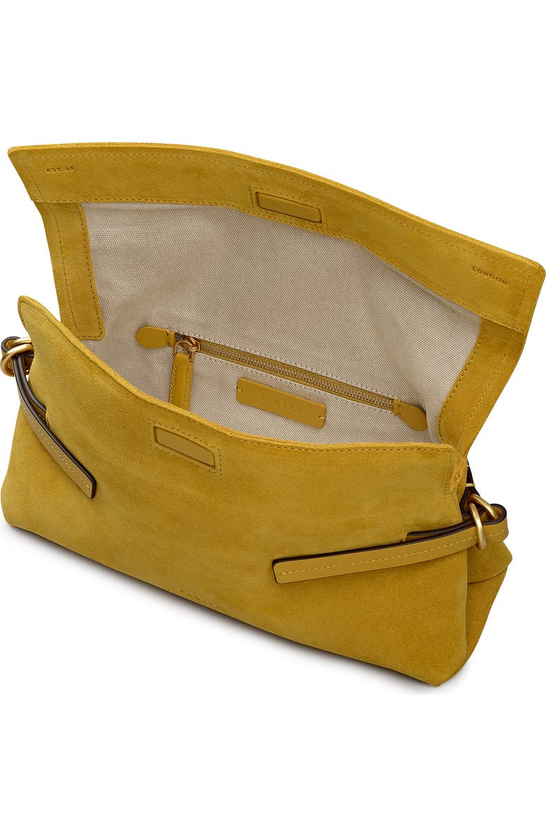 Radley Fleet Street - Suede Medium Flapover Clutch, Alternate, color, Ochre