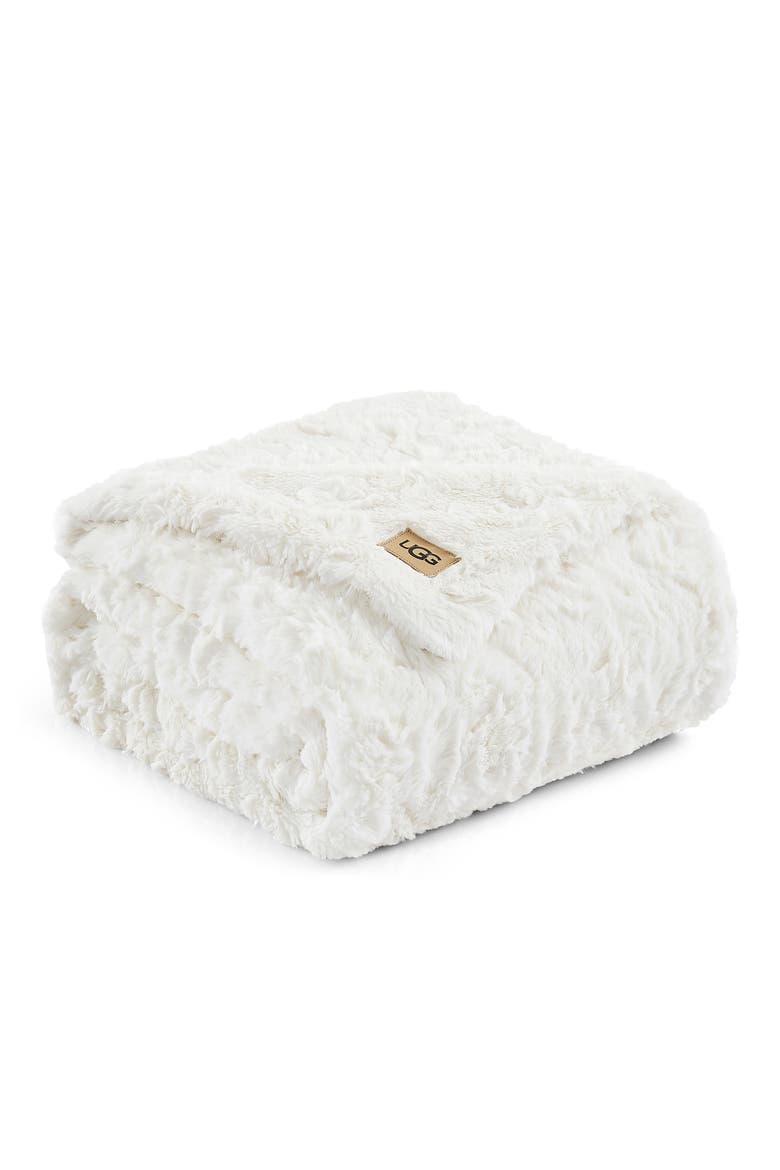 Adalee Faux Fur Throw Blanket, Main, color, NATURAL