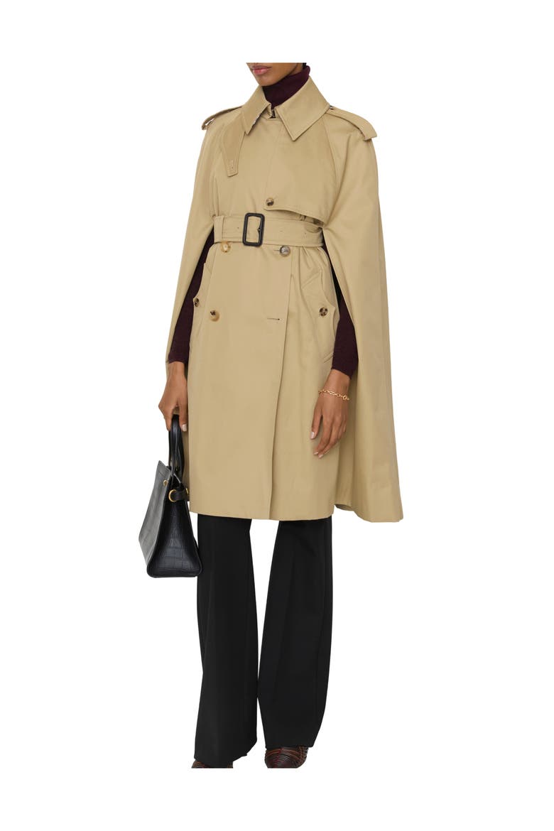 Gabardine Belmont Trench Cape, Main, color, Beige