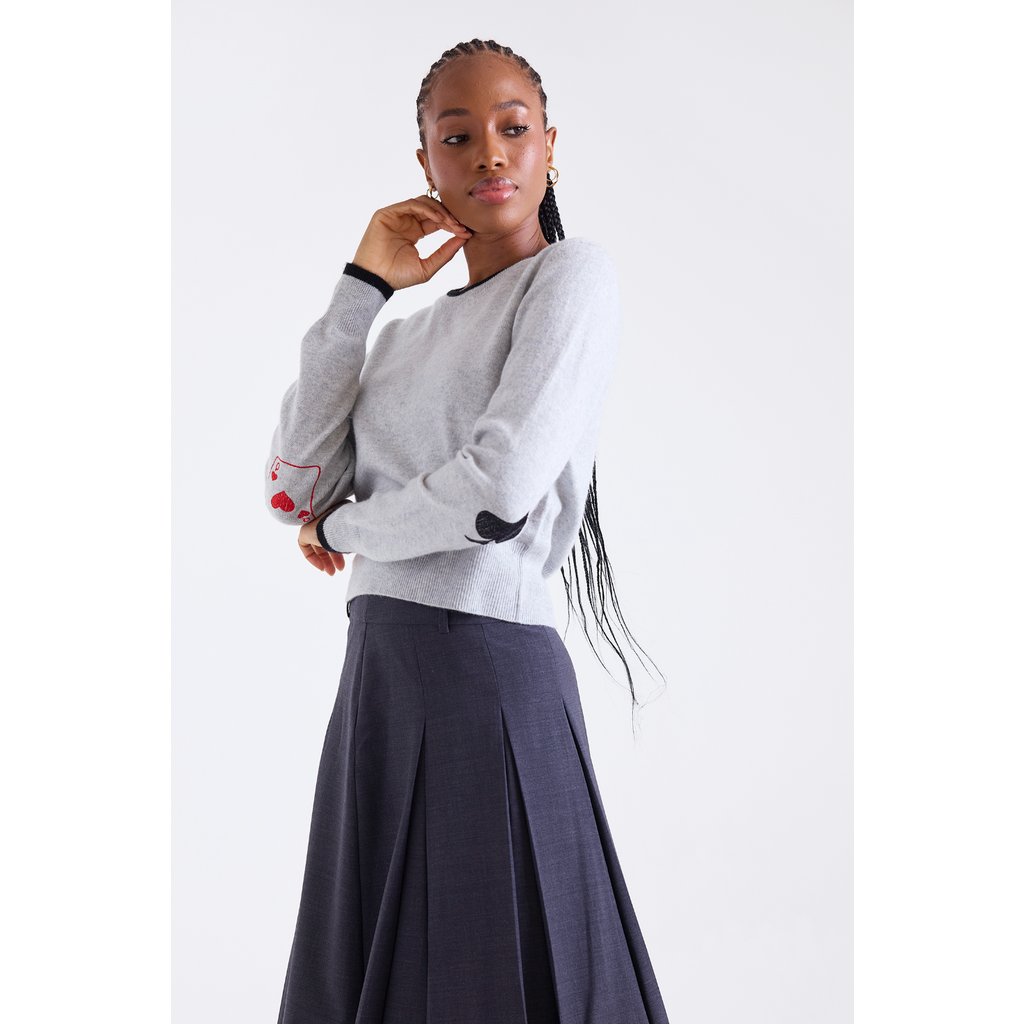Brodie Pure Cashmere Queen Of Hearts Crew Neck Jumper