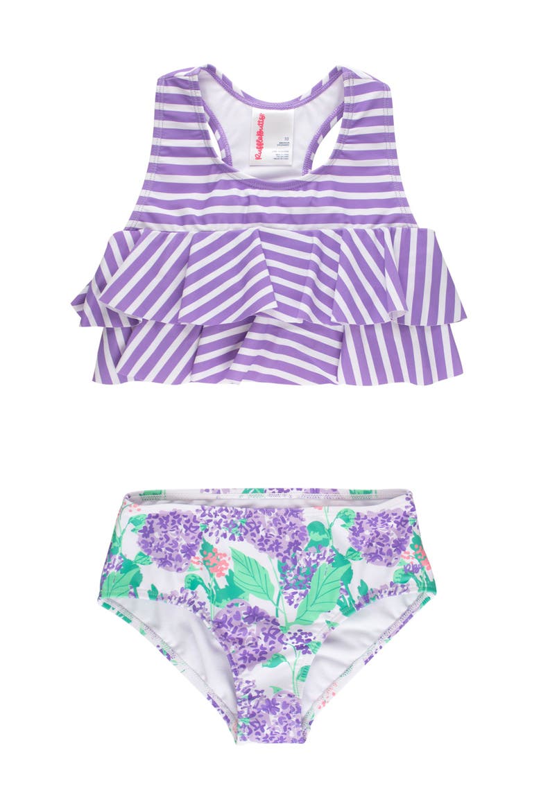 Flounce Bikini 2-Piece Swimsuit, Main, color, Purple Hydrangea Garden