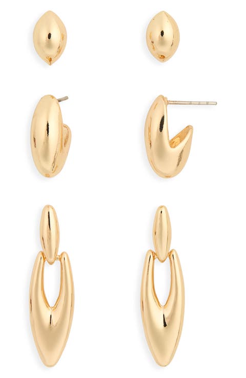 Set of 3 Stud & Hoop Earrings