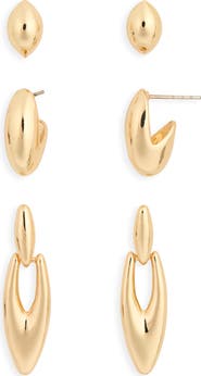 NORDSTROM RACK Set of 3 Stud & Hoop Earrings
