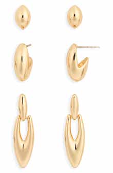 NORDSTROM RACK Set of 3 Stud & Hoop Earrings