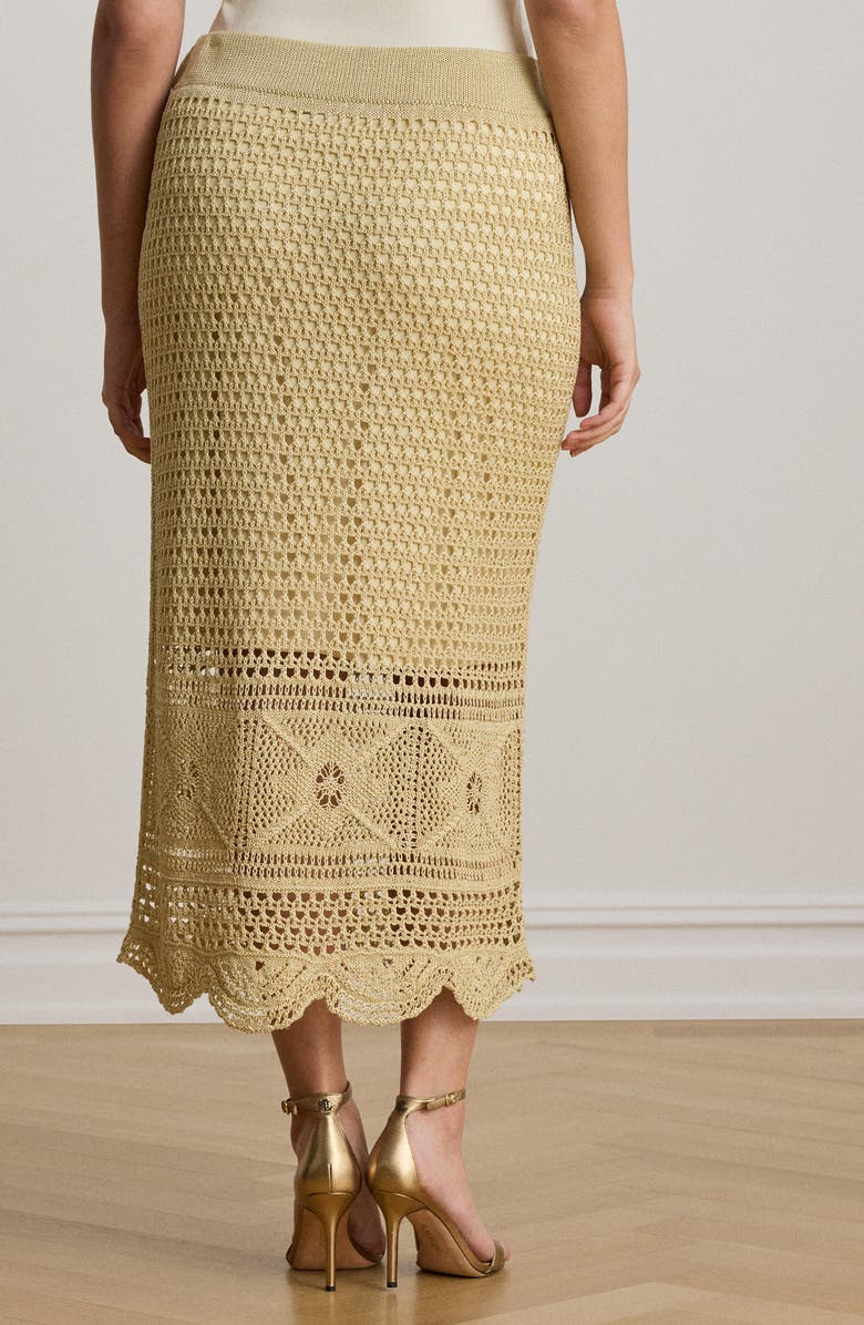 Lauren Ralph Lauren Astound Pointelle Knit Linen Blend Midi Skirt, Alternate, color, Canyon Sand Brown