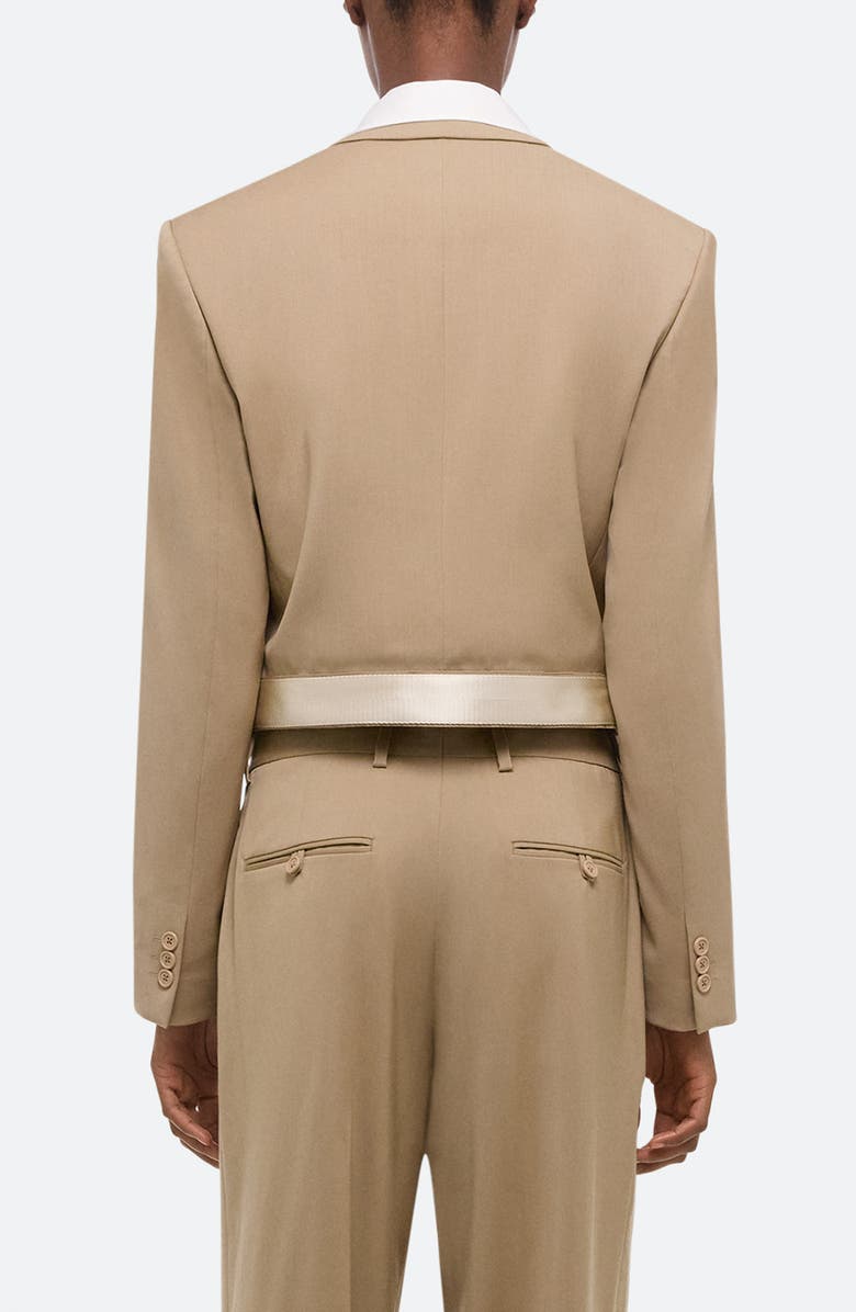 Helmut Lang Wool Wrap Crop Blazer, Alternate, color, Latte