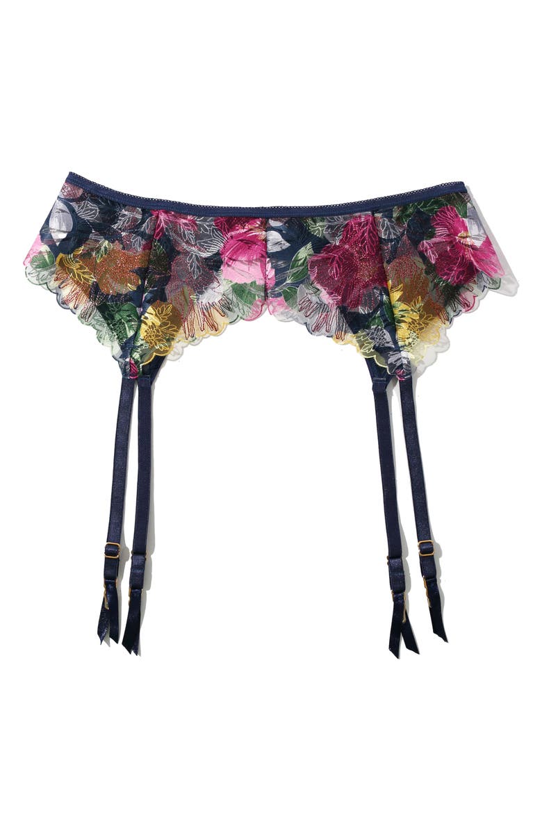 Hanky Panky Wildly Bloom Garter Belt, Alternate, color, Dark Sky (Blue)