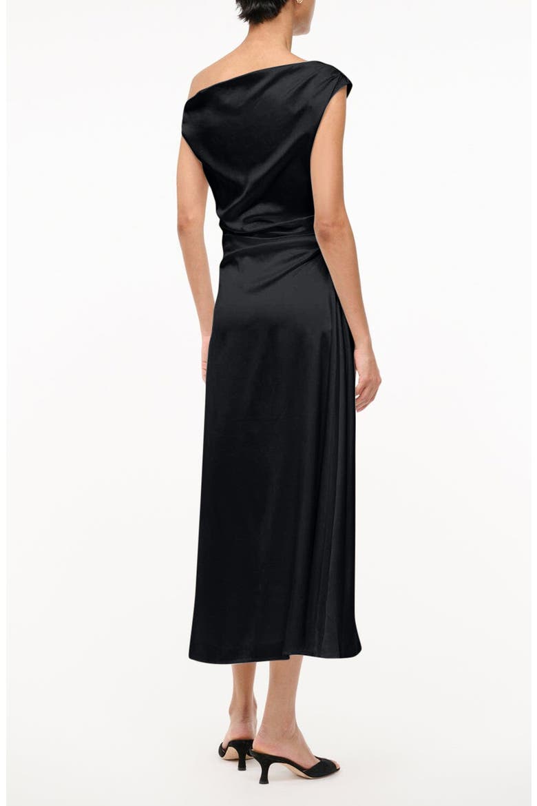 Phare Stretch Silk One-Shoulder Dress, Alternate, color, BLACK