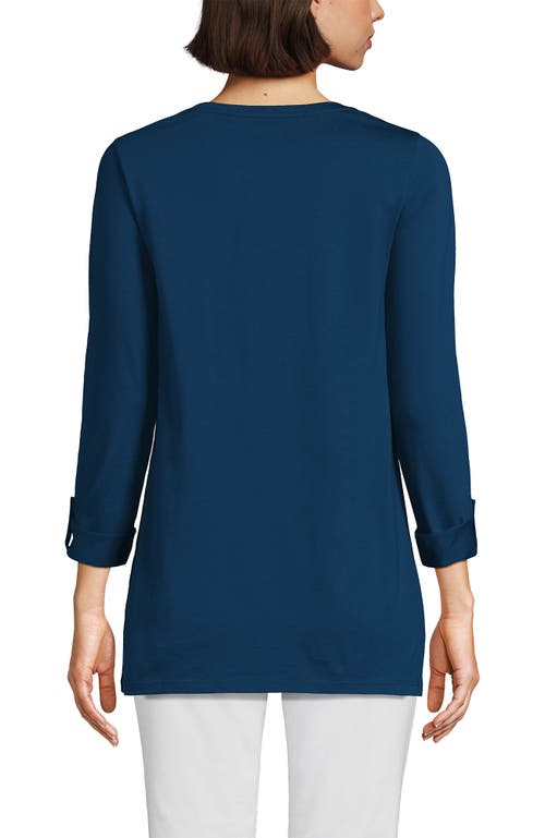 Lands' End Relaxed Supima Cotton Long Sleeve Crew Neck T-shirt In Blue
