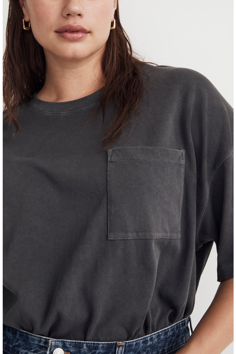 Garment-Dyed Oversize Cotton Pocket T-Shirt, Alternate, color, BLACK COAL