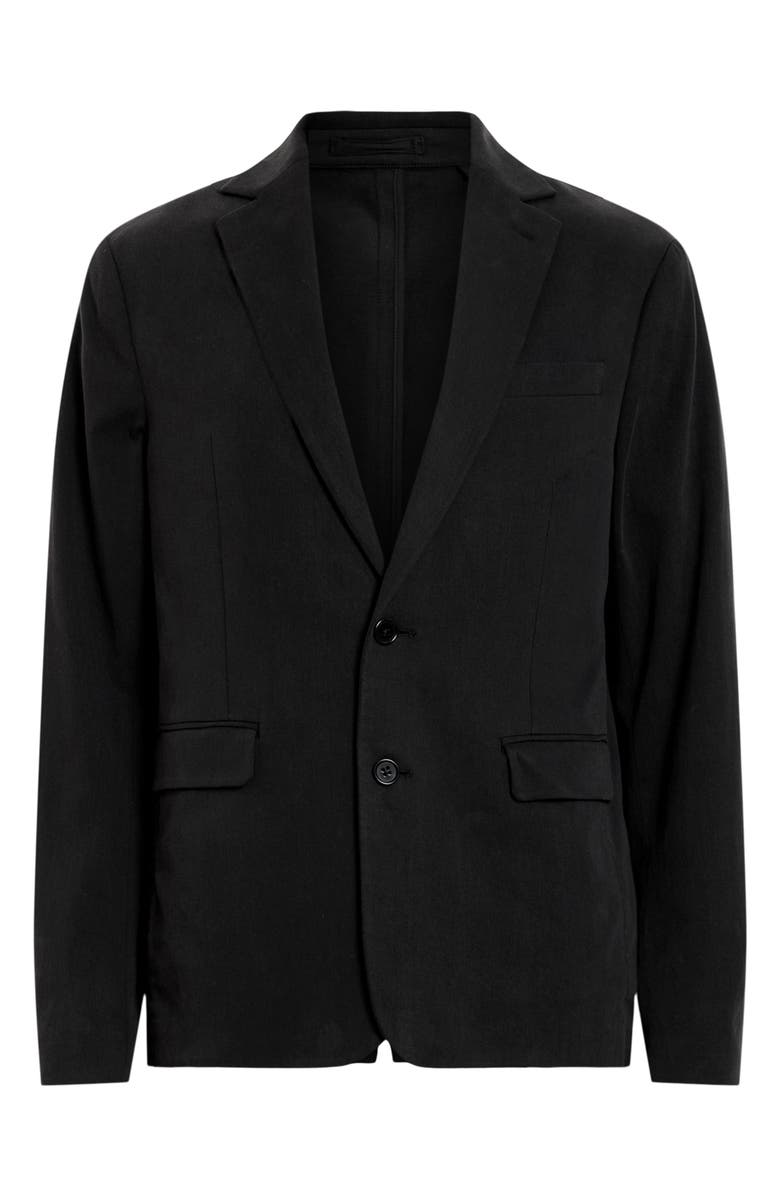 AllSaints Bay Solid Stretch Cotton Blend Sport Coat, Alternate, color, Black