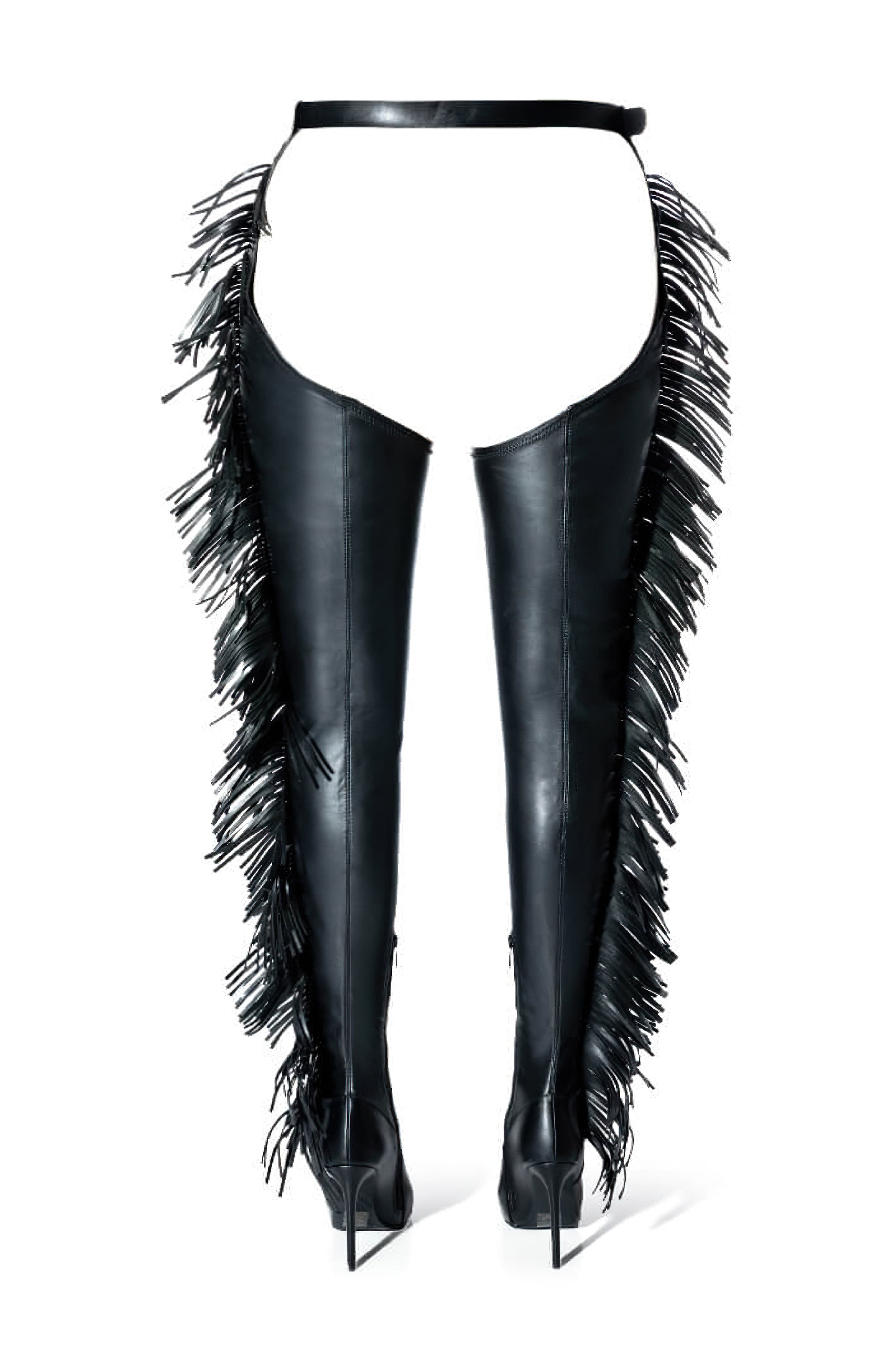 AZALEA WANG Patrice Fringe Belted Thigh High Boot, Alternate, color, 