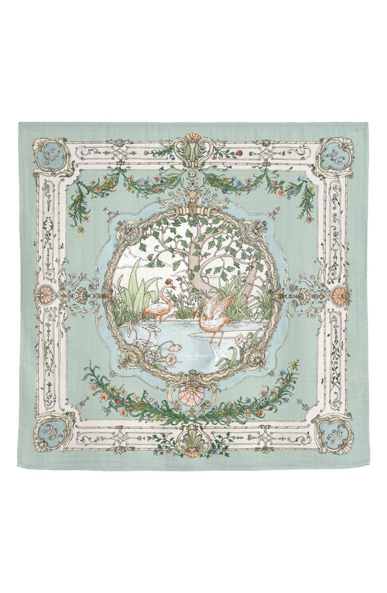 ATELIER CHOUX Olive Tapestry Cotton Swaddle, Main, color, 