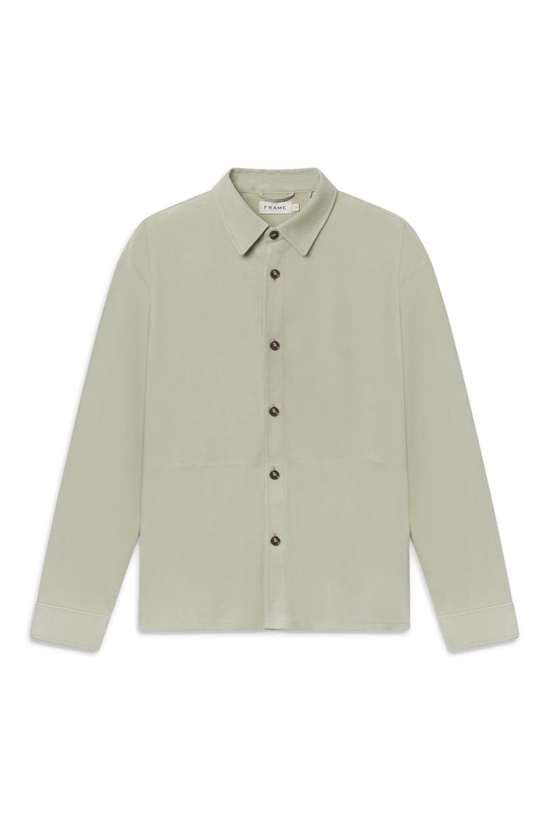 Suede Button-Up Shirt, Main, color, MOSS GREEN