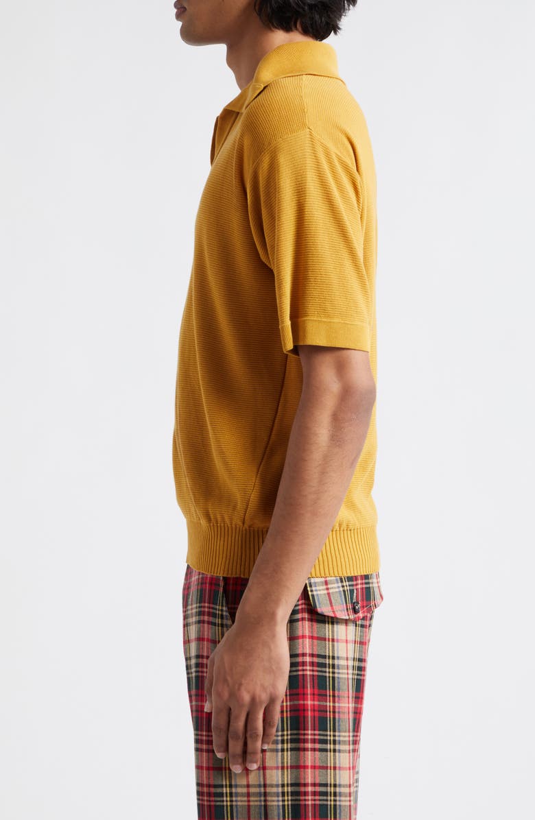 Bode Boxy Cotton Polo, Alternate, color, Brown Yellow