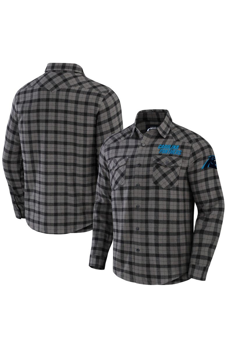 NFL X DARIUS RUCKER Men's NFL x Darius Rucker Collection by Fanatics Gray Carolina Panthers Flannel Long Sleeve Button-Up Shirt, Alternate, color,