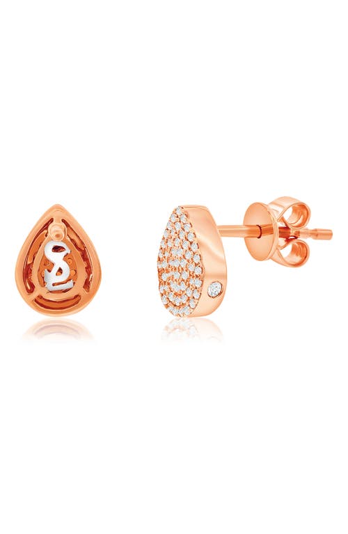 Suzy Levian Diamonds Pavé Diamond Teardrop Stud Earrings In Pink