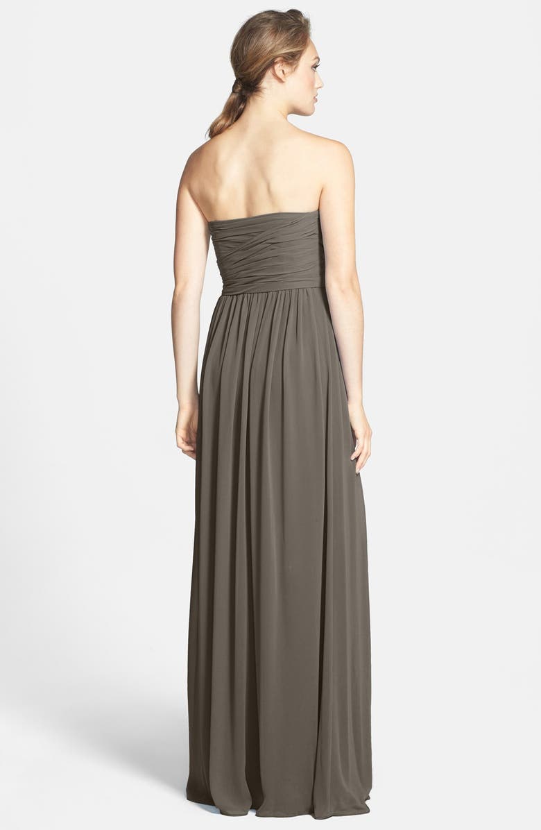 Monique Lhuillier Bridesmaids Strapless Ruched Chiffon Sweetheart Gown, Alternate, color, 