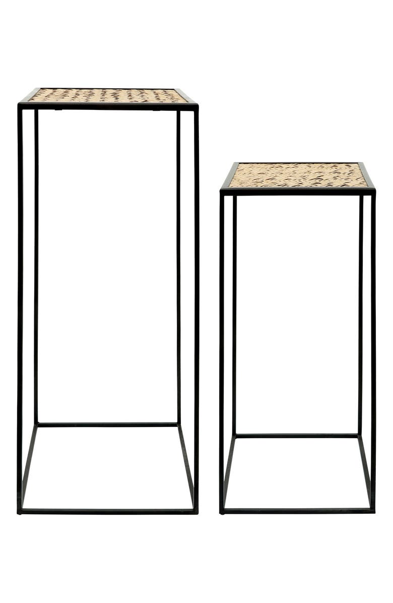 SAGEBROOK HOME Metal & Wood Planter Stands - Set of 2, Main, color, 