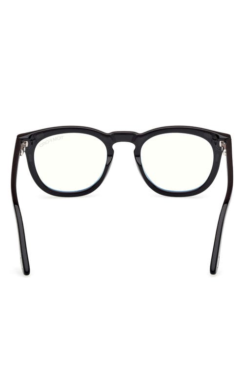 Tom Ford 50mm Small Round Blue Light Blocking Glasses In Multi
