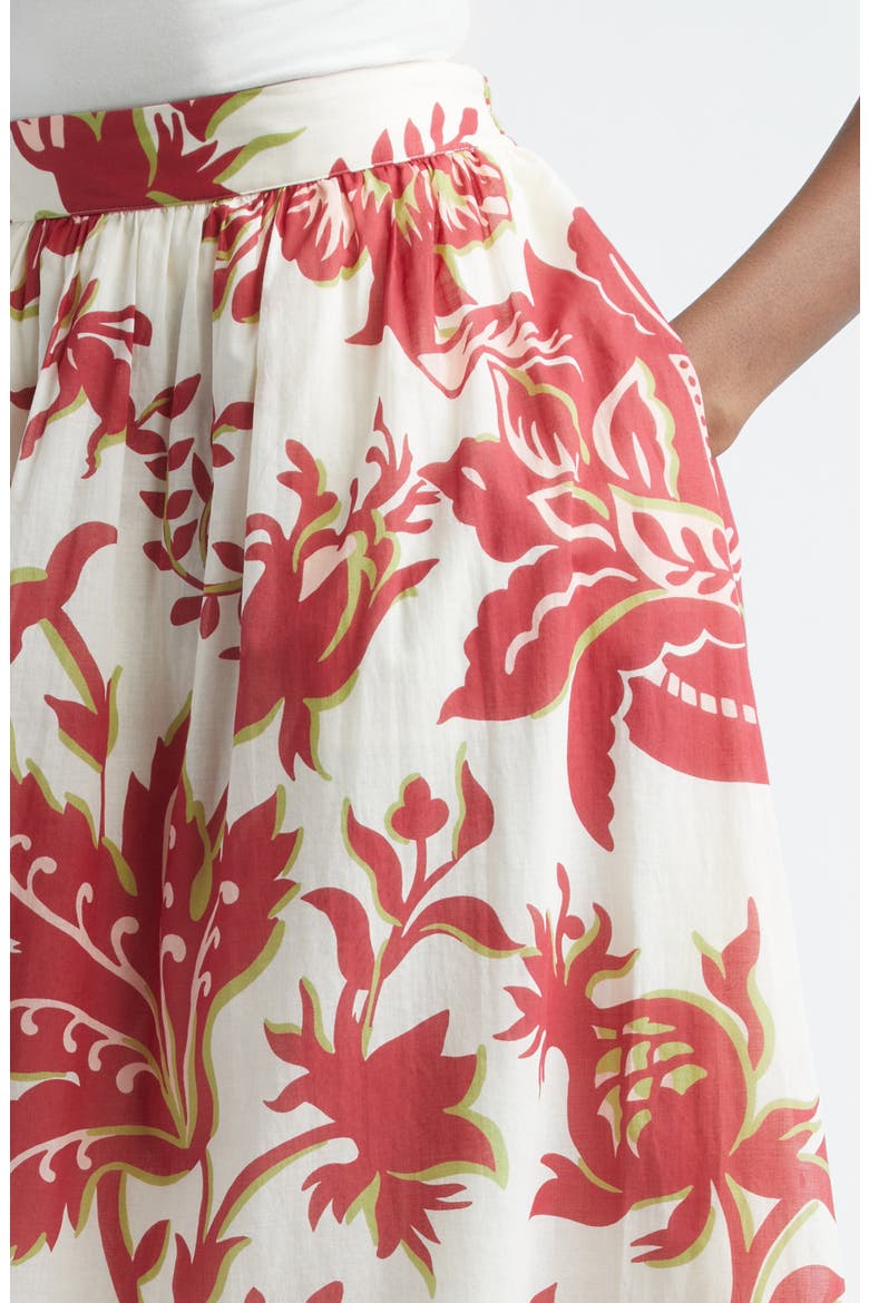 Flounce Hem Cotton Maxi Skirt, Alternate, color, PRINT ON WHITE BASE