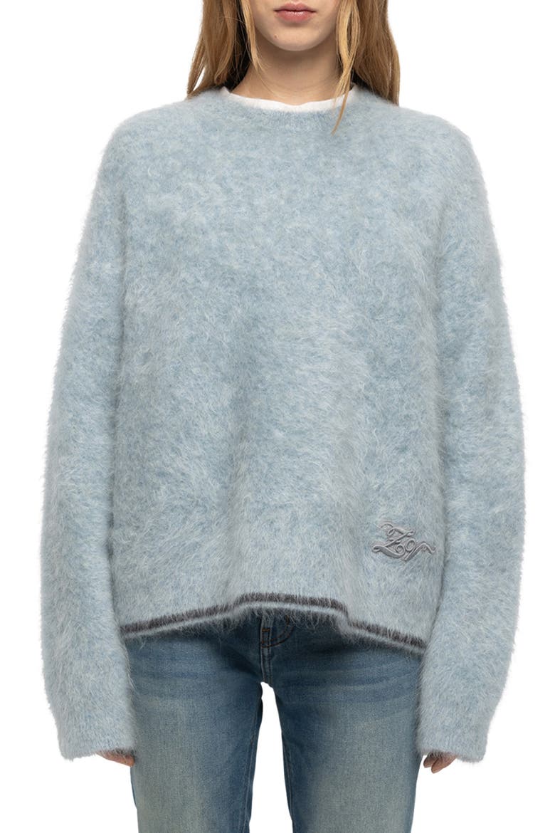 Markuz Logo Embroidery Sweater, Main, color, FROZEN