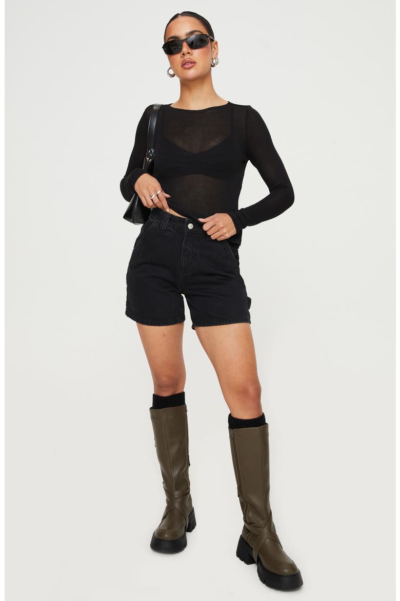 Pratt Asymmetric Hem Long Sleeve Top, Alternate, color, BLACK