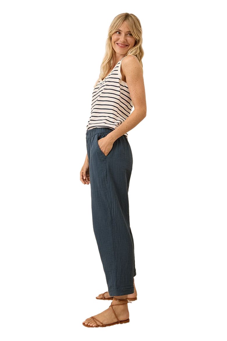 Organic Cotton Coastal Double Gauze Rolled Cuff Pant, Alternate, color, French Navy