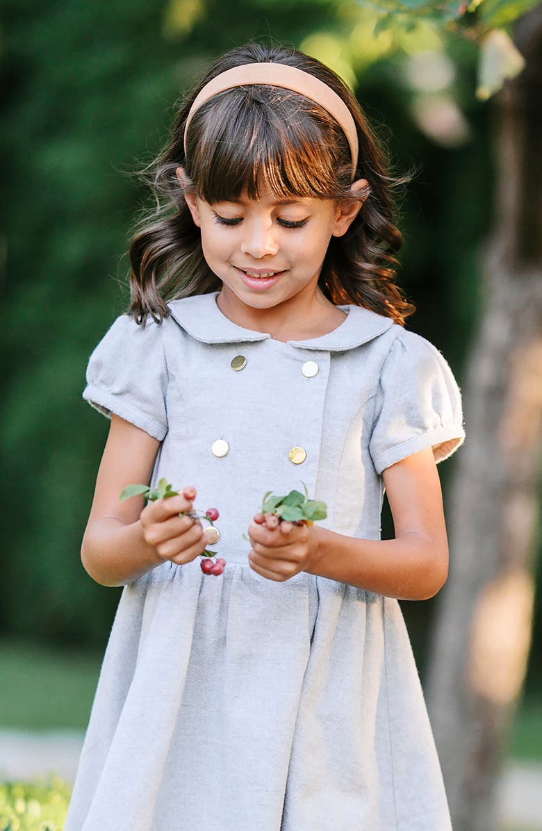 Hope & Henry Kids' Organic Double Breasted Flannel Dress with Collar, Alternate, color, Gray Heather Flannel