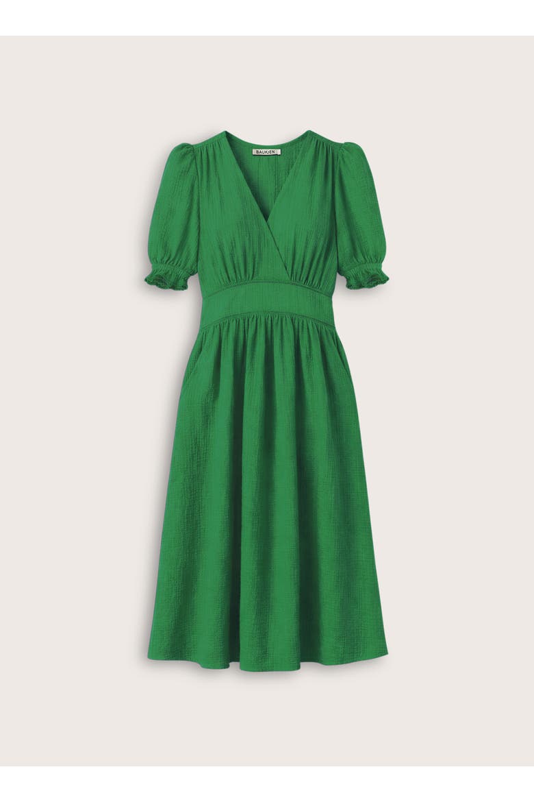 Bella Organic Cheesecloth Midi Dress, Alternate, color, Bright Emerald