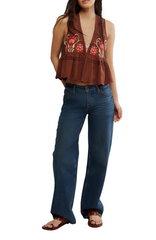 Free People Bali Vine Whispers Embroidered Tank In Brown