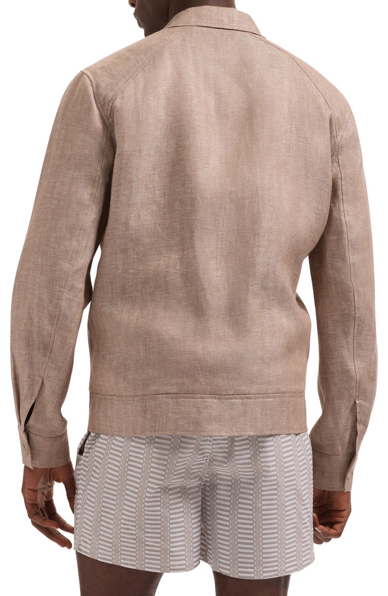 Bugatchi Linen Bomber Jacket, Alternate, color, Tobacco