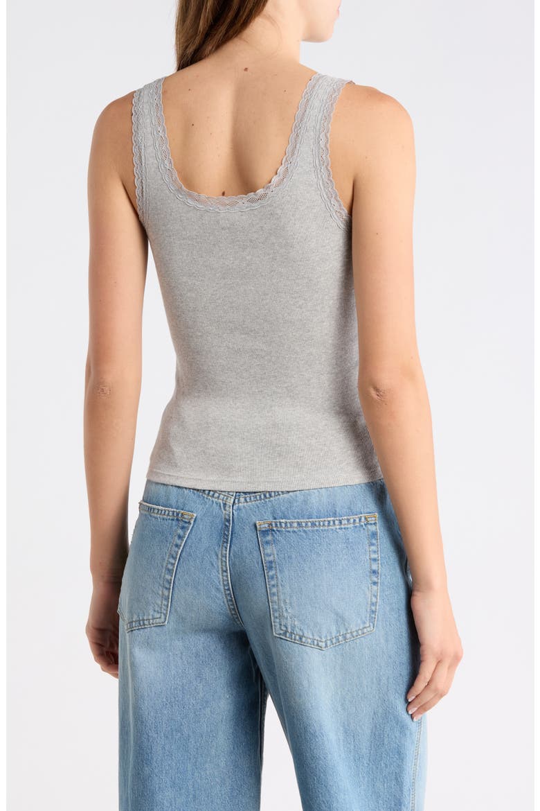Lace Trim Tank Top, Alternate, color, GREY SOFT HEATHER