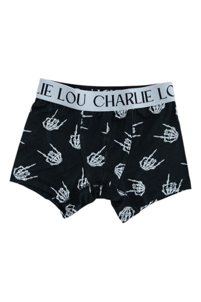 Baby Boy's Rock N' Skull Stretchy Boxers, Main, color, Black
