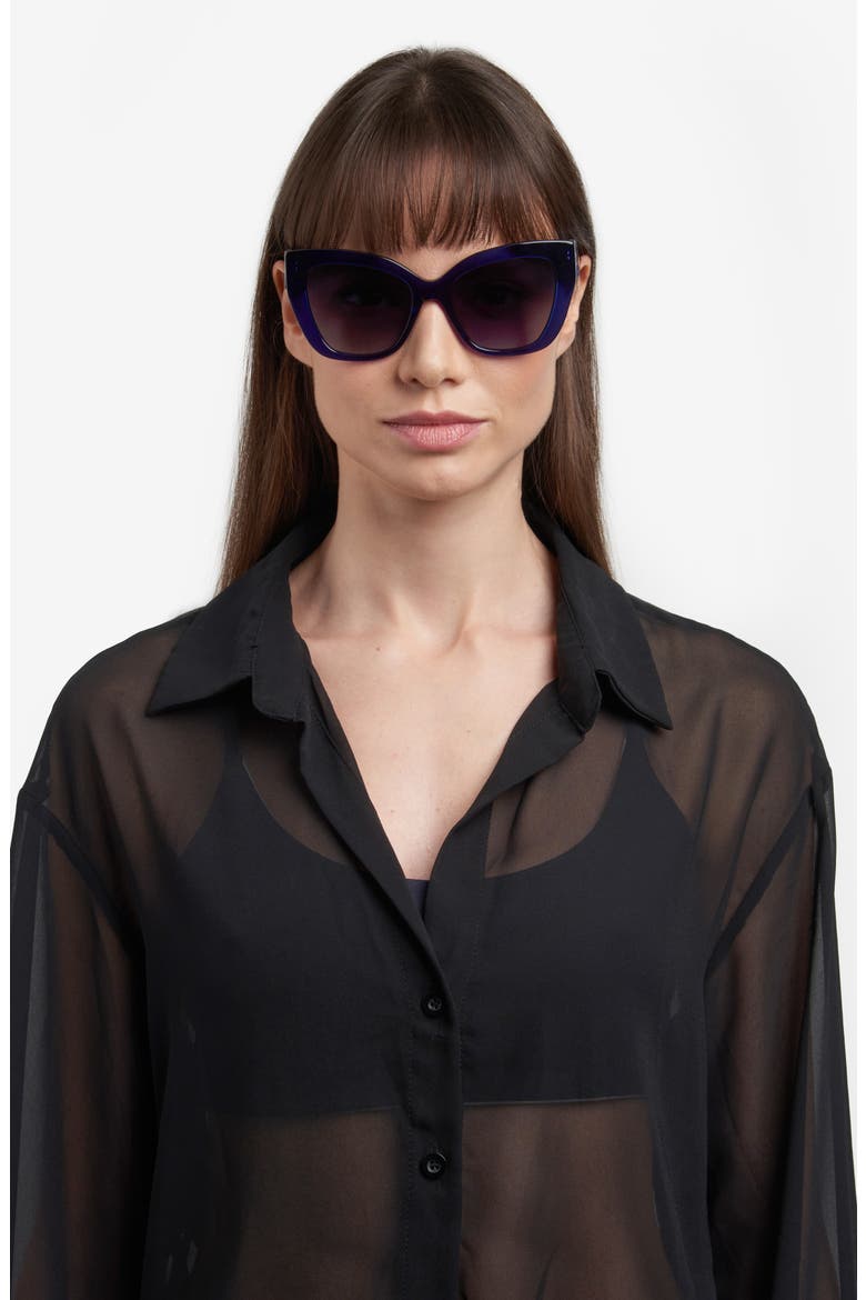 54mm Cat Eye Sunglasses, Alternate, color, BLUE