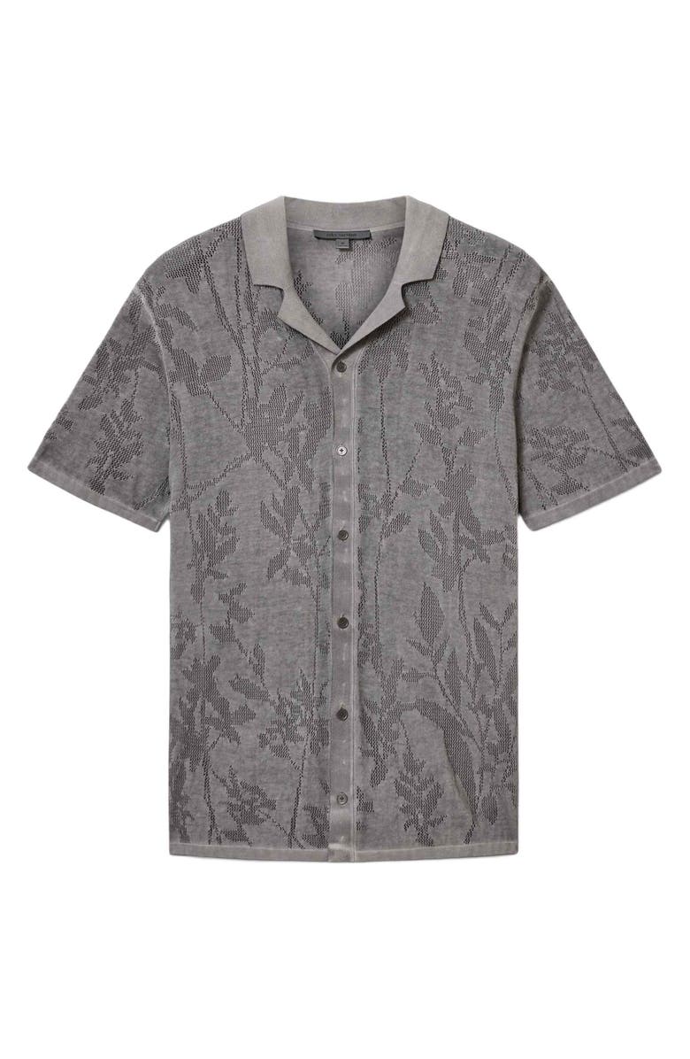 John Varvatos Miguel Pointelle Knit Camp Shirt, Alternate, color, Flagstone Grey