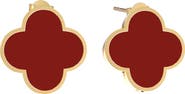 GABI RIELLE Carnelian Clover Stud Earrings
