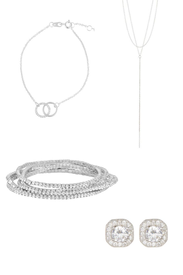 7-Piece Earrings, Necklaces & Bracelets Set, Main, color, SILVER