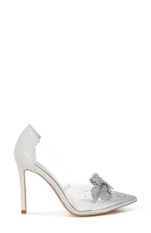 London Rag Erika Crystal Embellished Bow Clear & Metallic Pump In Animal Print